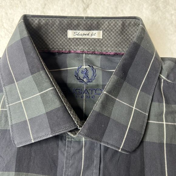Bugatchi M Men’s Plaid Button Up Blue *button Flaw Business Office Work Preppy - Picture 2 of 11